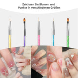 8 Stück Nagel Pinsel, Nagelkunstpinsel Pinsel Set, Pinsel Für Nägel Mit Doppelkopf Nail Art Pinsel Set Dotting Pen i Gel Brush for Nails Präzise Pinsel Für Nageldesign Und Verzierungen