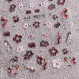 JMEOWIO Nagelsticker Schwarz Weiße Blume 6 Blatt Nail Art Naklejka Selbstklebend Nagelaufkleber Frühling Letnia dekoracja kwiatowa Nageldesign Zubehör