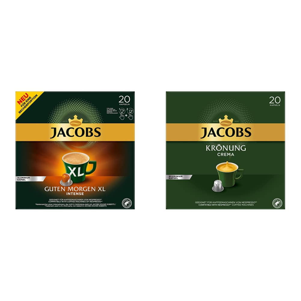 Jacobs Kaffeekapseln Guten Morgen XL Intense - 10er Pack (10 x 20 Getränke) i Kaffeekapseln Krönung Crema, 200 Kapseln kompatybilnych z Nespresso, 10er Pack, 10 x 20 Getränke, 1040 g