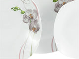 CreaTable, 24024, seria Square Orchid, 18-częściowy zestaw naczyń obiadowych dla 6 osób, porcelanowy serwis do kawy, można myć w zmywarce i używać w kuchence mikrofalowej, jakość produkcji