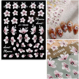 JMEOWIO 3D Nagelsticker Frühling Blume Nail Art Naklejka Selbstklebend Nagelaufkleber 5D Stereoskopisch Buntes Sommer Blumen Dekoration Nageldesign Zubehör 4 Blatt