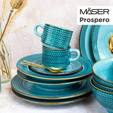 Zestaw do kawy Prospero Premium dla 4 osób, jakość restauracji, 12-częściowy nowoczesny serwis do kawy w unikalnym stylu vintage, trwała porcelana, niebieski