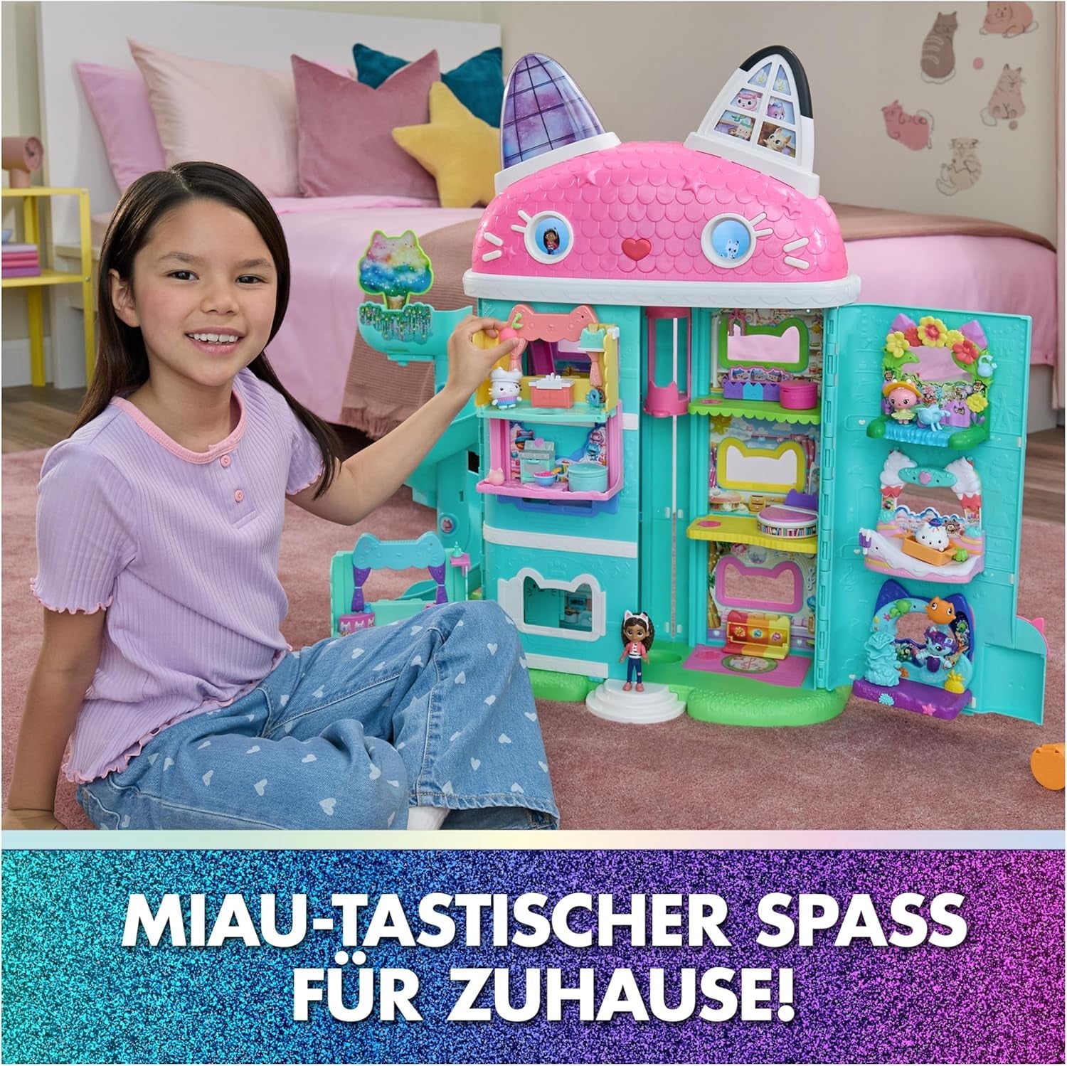 DREAMWORKS DOM LALEK GABBY: FILM — Słodki zestaw na balkon Kuchi z figurkami domku dla lalek i akcesoriami dla dzieci w wieku od 3 lat