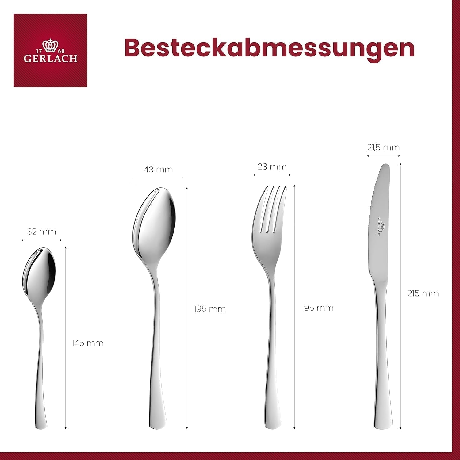 Gerlach 1760 Zestaw Tunea, Sztućce ze stali nierdzewnej, 24 szt., 6 osób Kuchnia Naty Shop
