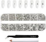 Beadsland 2500 szt. Glas Nailart Strasssteine ​​​​Kristall Flatback Edelsteine ​​​​Runde, ​​Für Handwerk Gemischt 8 Größen SS4 ~ SS30 Mit Picking Pinzette Und Stift (Kristall Weiss)