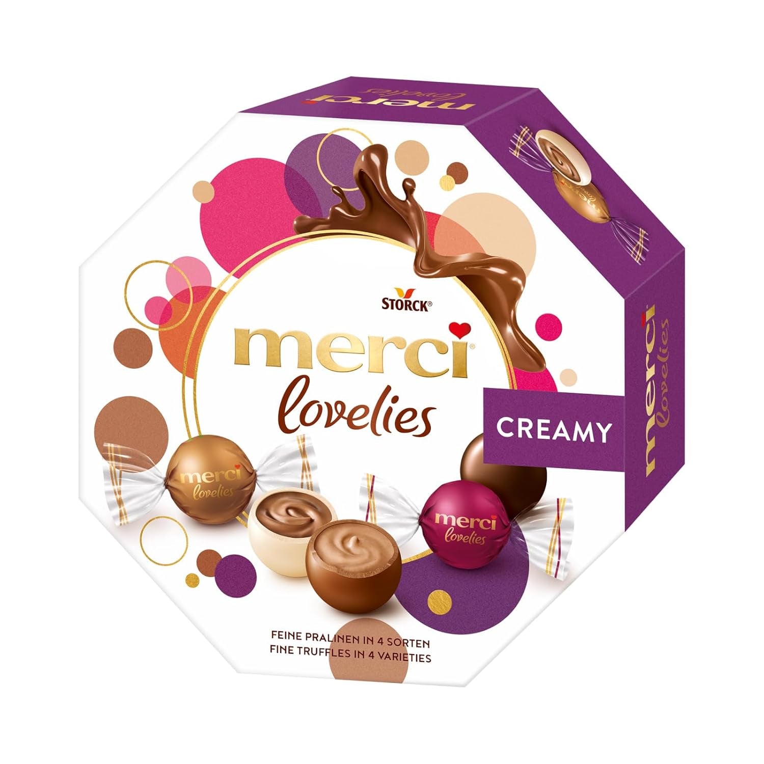 Merci Lovelies Creamy – 185 gramów – Mieszanka pralin z nadzieniem czekoladowym Naty Shop Creamy