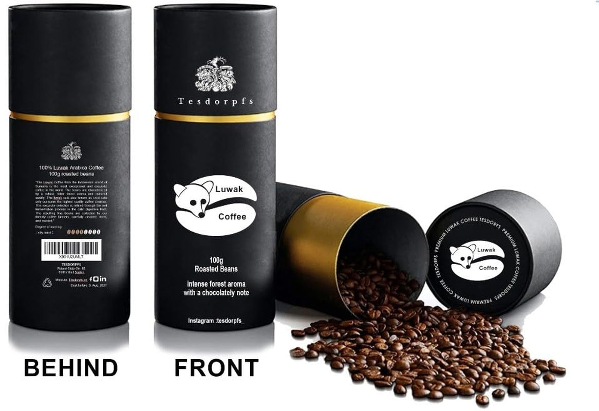 Tesdorpfs 100% Kopi Luwak Arabica Kaffee | Kawa miejska palona cywetowa 100g | Kaffeebohnen lub gemahlen | Kaffeespezialität jako prezent dla miłośników kawy von Tesdorpf (Ganze Bohnen)