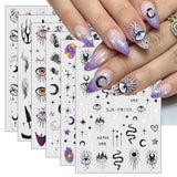 Jmeowio Nagelsticker Mond Stern Sonne 9 Blatt Nail Art Naklejka Selbstklebend Nagelaufkleber Bunte Dekoration Nageldesign Zubehör