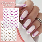 12 Stück French Tip Nagelsticker Selbstklebend Bunte French Nails Schablone Nagelaufkleber Naklejki do paznokci Nageldesign DIY Nägel Zubehör(12 Farben)