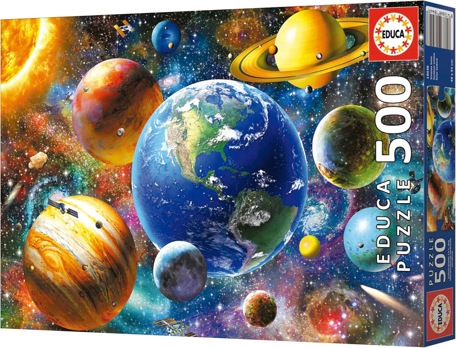 Educa - Puzzle 500 elementów dla dorosłych | Układ Słoneczny, puzzle 500 elementów dla dorosłych i dzieci od 11 lat, planety, kosmos, kosmos (18449) Puzzle Naty Shop
