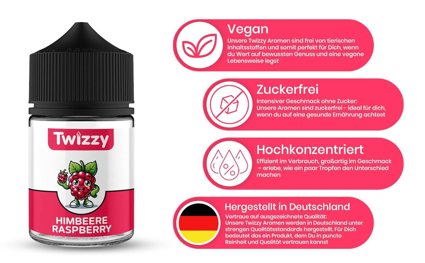 Twizzy o intensywnym smaku malinowym, 60 mililitrów Arome Naty Shop