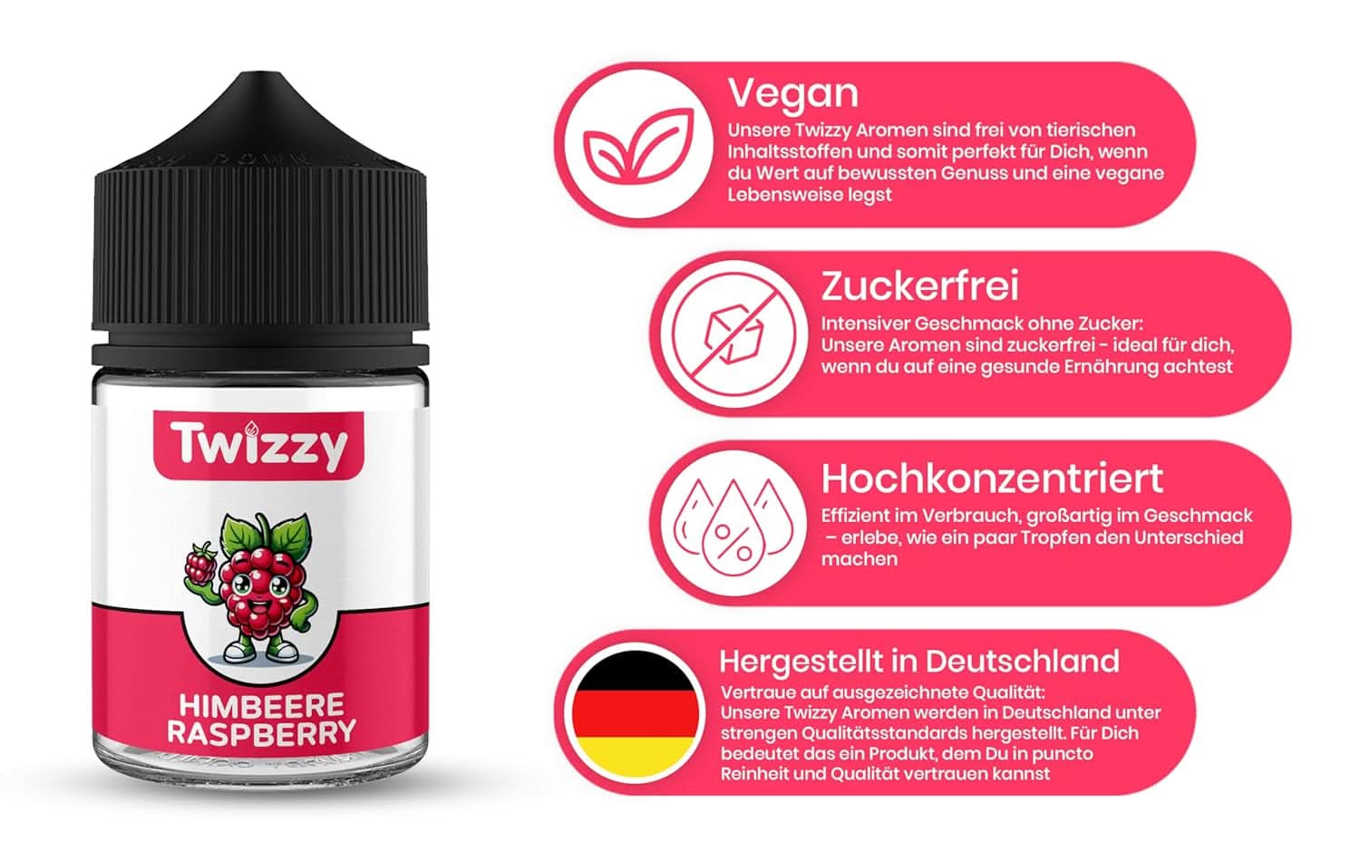 Twizzy o intensywnym smaku malinowym, 60 mililitrów Arome Naty Shop