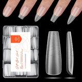Modelones Tipsy 216 sztuk - Zestaw Full Cover Tips, Zestaw miękkich Tipsów żelowych, Wstępne polerowanie Tipsów z żywicy PMMA, DIY Klej na sztucznych paznokciach, Krótkie Migdały XS