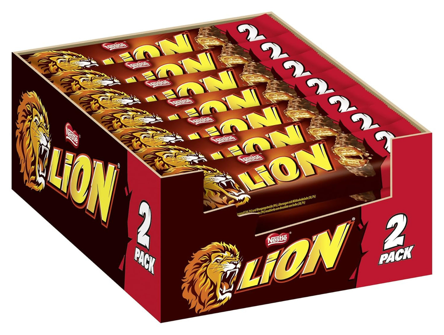 NESTLÉ LION Choco, chrupiący batonik czekoladowy z nadzieniem karmelowym i chrupiącym wafelkiem, opakowanie 24 szt. (24 x 42 g)