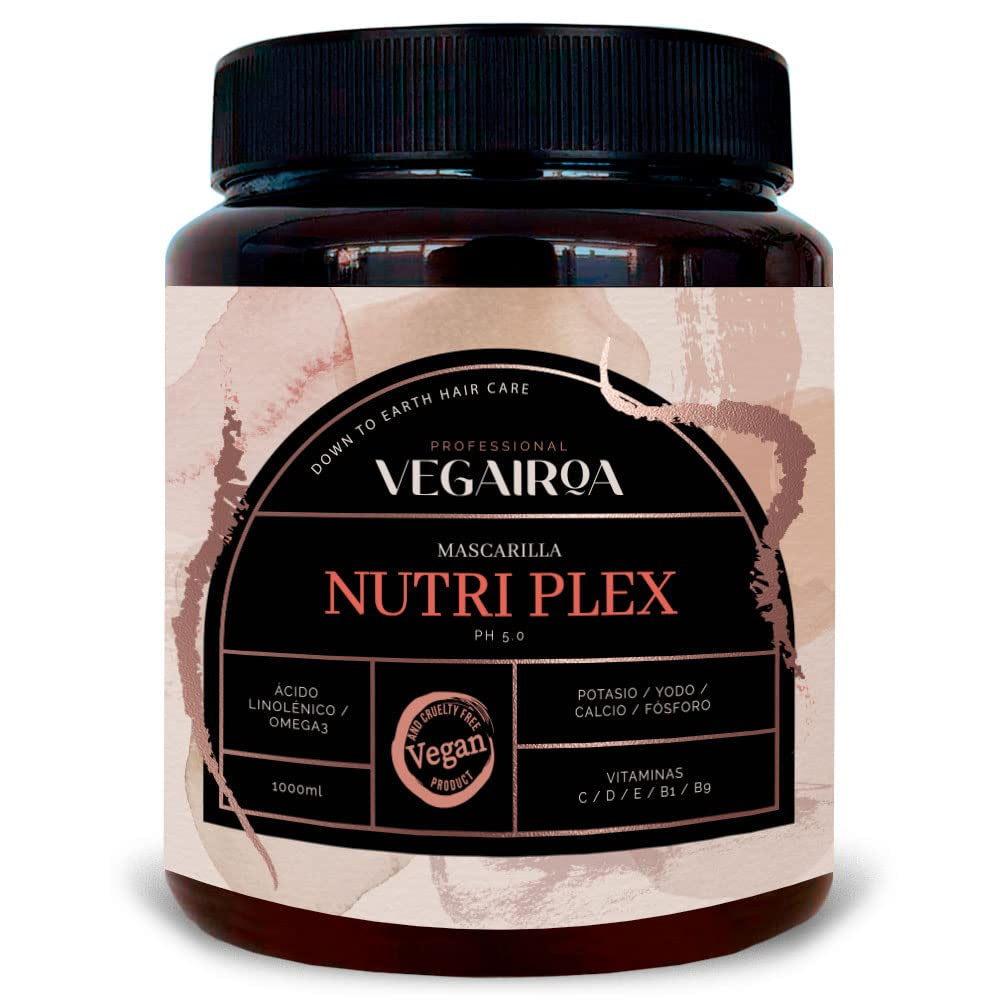 VEGAIROA - Nutri Plex Mask - Intensywna pielęgnacja - Głęboko nawilżająca pielęgnacja - Efekt ochrony przed puszeniem - Do włosów suchych - Profesjonalny wegański produkt do stylizacji - Maska do włosów Naty Shop 1000g Tytuł domyślny