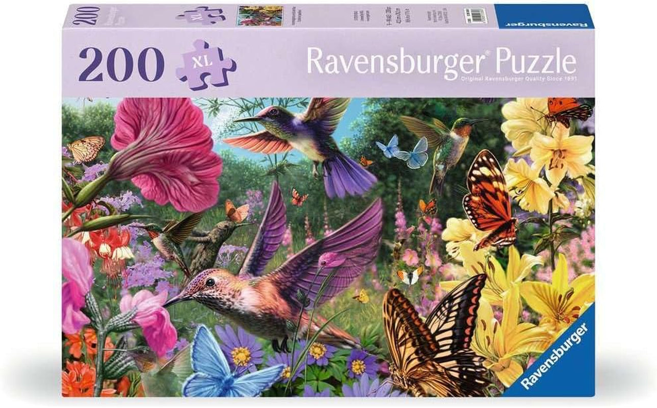 Ravensburger Puzzle 12001369 - Kolibry i motyle - 200-elementowe puzzle dla osób starszych i seniorów z większymi elementami puzzli, uchwytem, dużym szablonem obrazu i podstawą puzzli Puzzle Naty Shop Domyślny tytuł