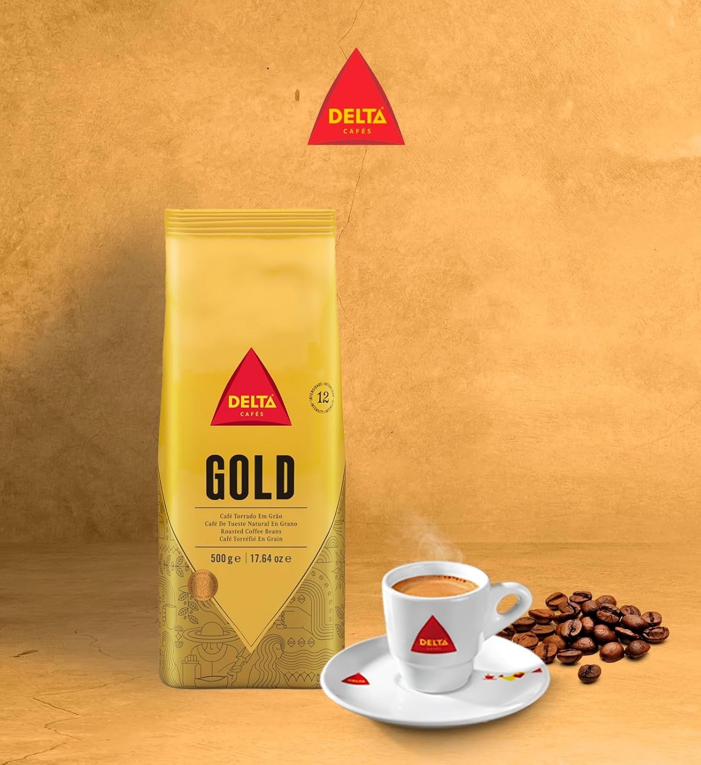 Partia kawy ziarnistej Delta, opakowanie złote, 500 g