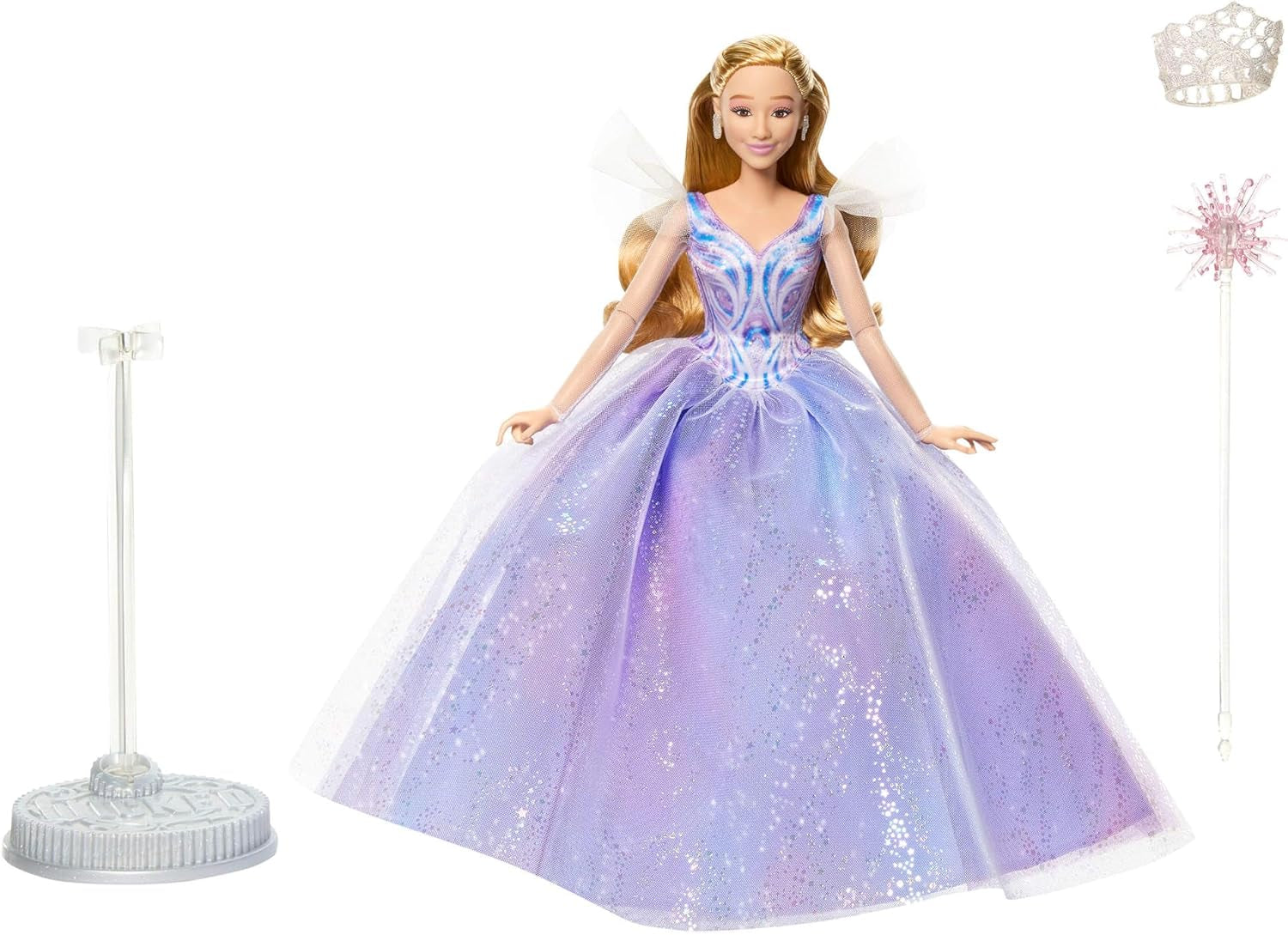 Mattel Wicked: część 2 autorstwa Universal Pictures Glinda Deluxe Doll z odpinanym strojem i 3 akcesoriami, inspirowana filmem, JFM13, [wielokolorowy]
