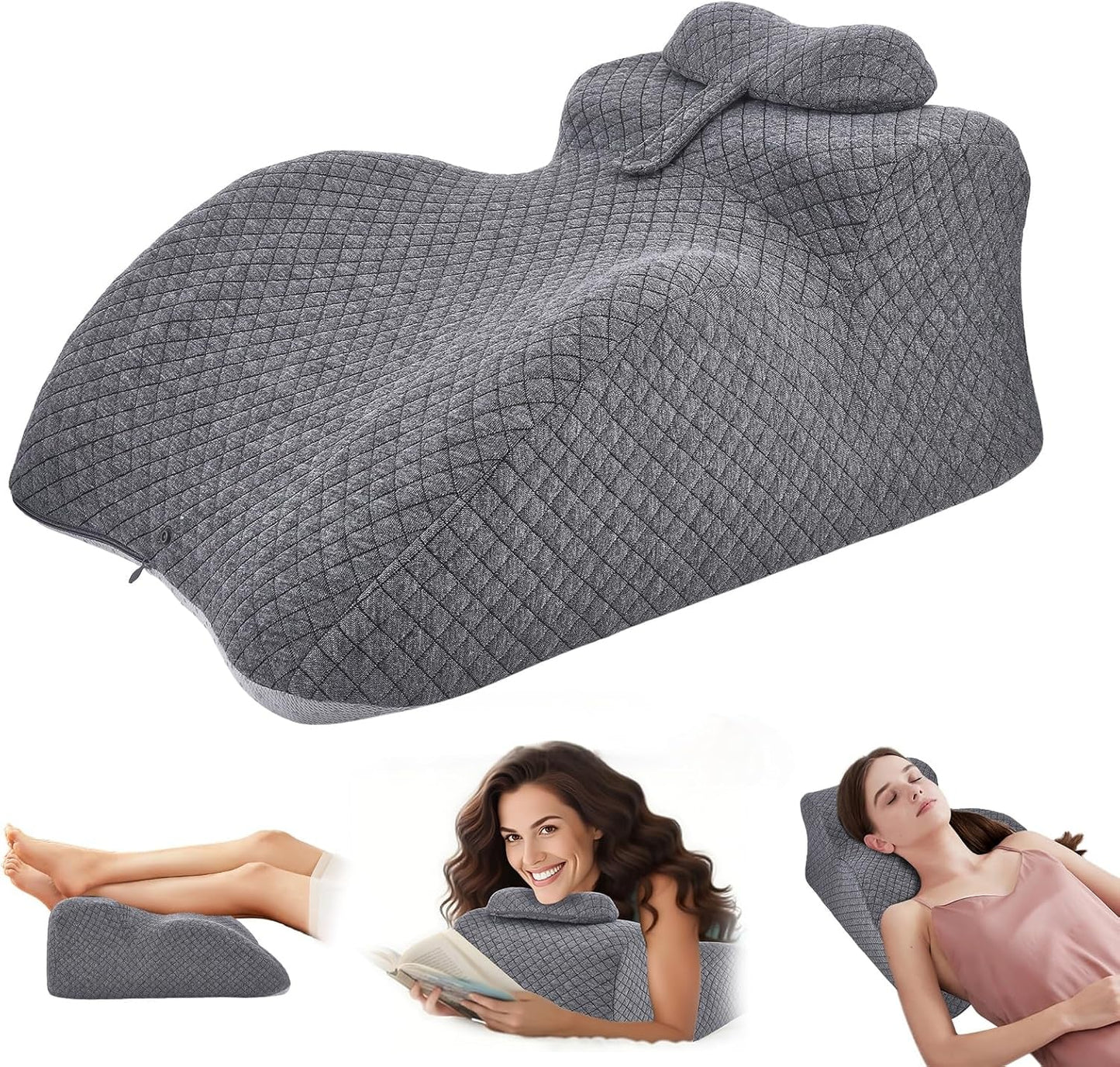 Poduszka do czytania — poduszka pod plecy, regulowany zagłówek, poduszka do czytania z pianki memory do łóżka, ergonomiczna poduszka na plecy i szyję oraz na nogi, poduszka podparcia lędźwiowego