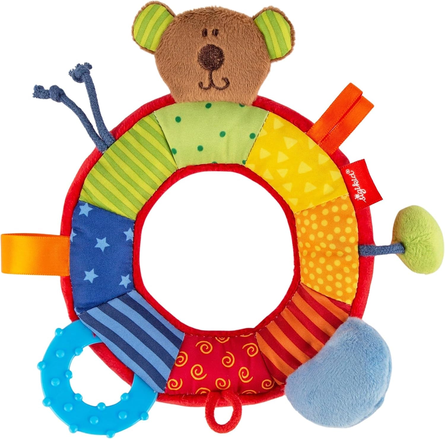 SIGIKID 40490 Aktywny pierścień Baby Activity PlayQ Zabawka dla dziewcząt i chłopców dla dzieci od 3 miesiąca Wielokolorowy Zabawki dla niemowląt Naty Shop Wielokolorowy/miś