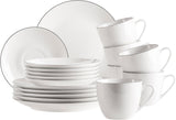 Seria MĘSER Felise, elegancki serwis do kawy na 6 osób, ponadczasowy, czarna obwódka, porcelana, biały