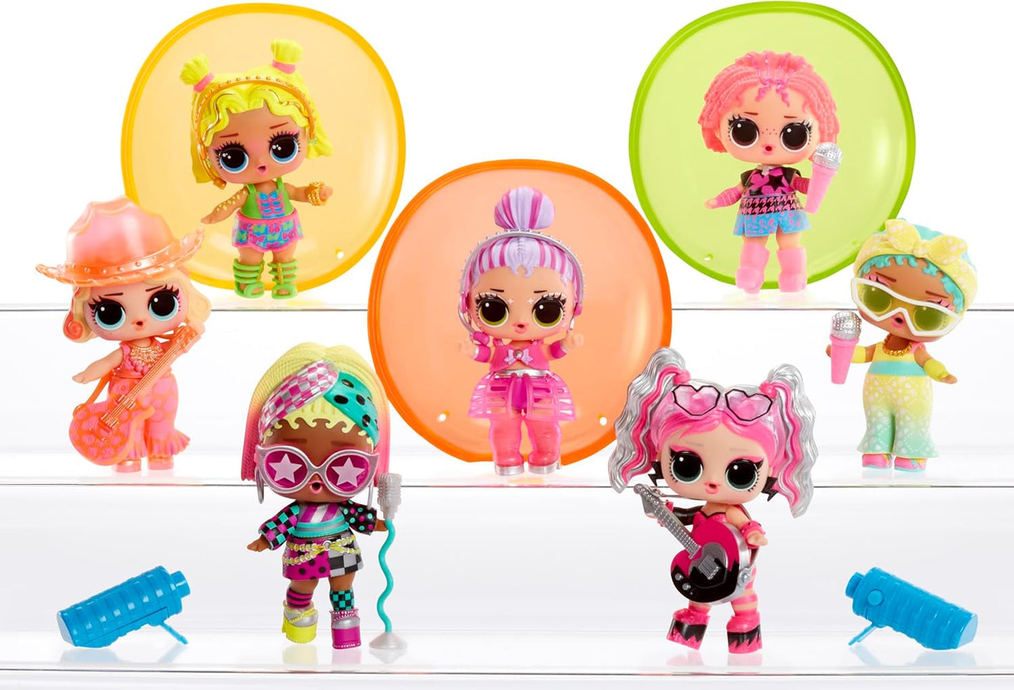 L.O.L. Niespodzianka! Neon Pop Stars Tots - 1 lalka z czarną magią światła-niespodzianką, folia na ślepo, 7 lalek kolekcjonerskich, każda z neonowymi naklejkami i akcesoriami, prezent dla dzieci 4+ Lalki Naty Shop
