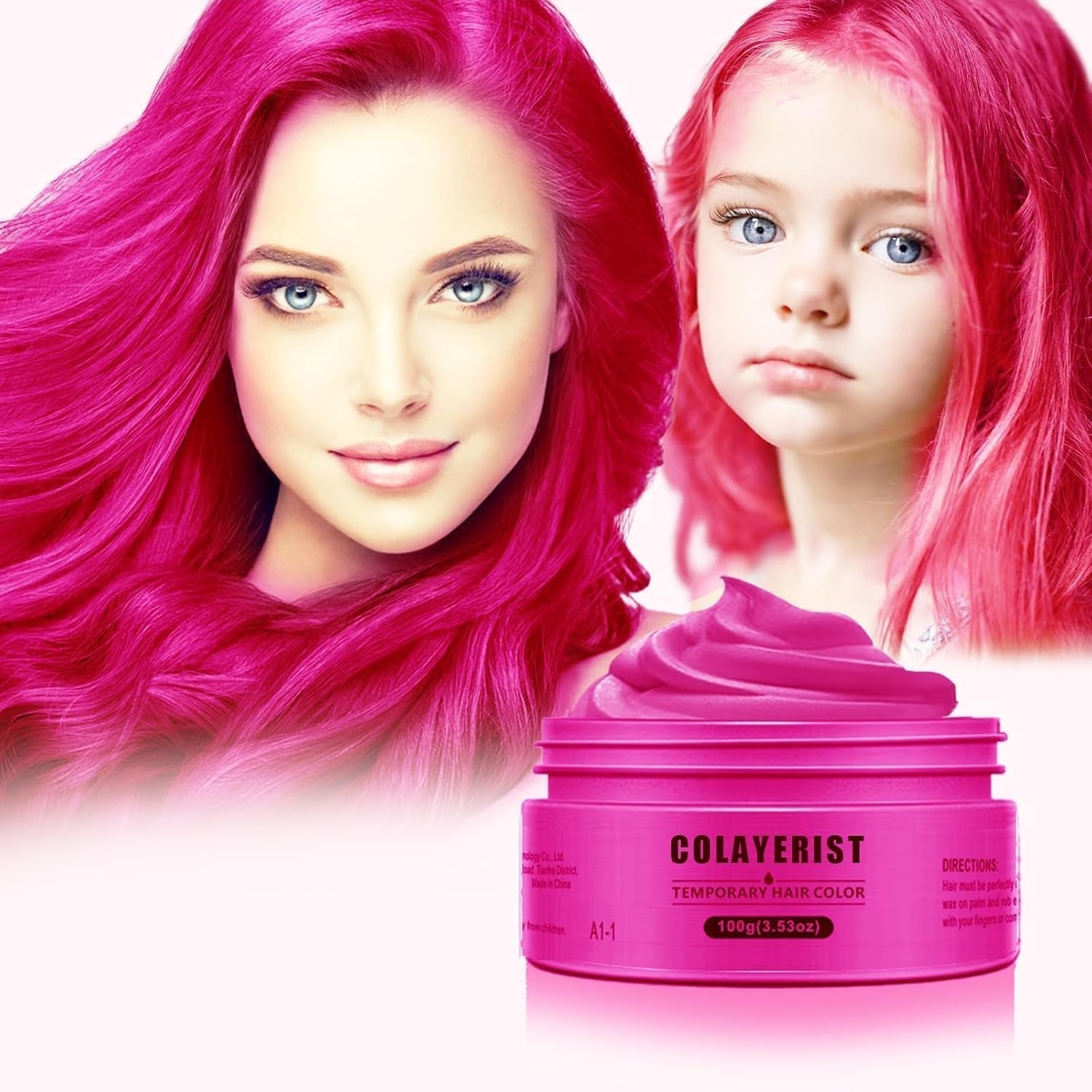 COLAYERIST Zmywalny czarny tymczasowy kolor włosów Wosk do farbowania włosów dla mężczyzn i kobiet Tusz do rzęs na imprezę lub Cosplay Produkty do koloryzacji bez bałaganu Farba do włosów Naty Shop Różowy