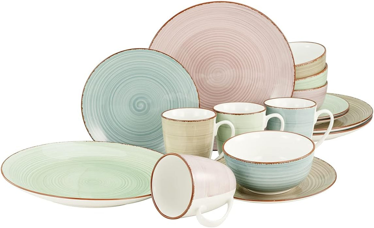 CreaTable, 22582, seria SAMBA, 16-częściowy zestaw naczyń obiadowych dla 4 osób, serwis porcelany Combo, można myć w zmywarce i używać w kuchence mikrofalowej, jakość produkcji