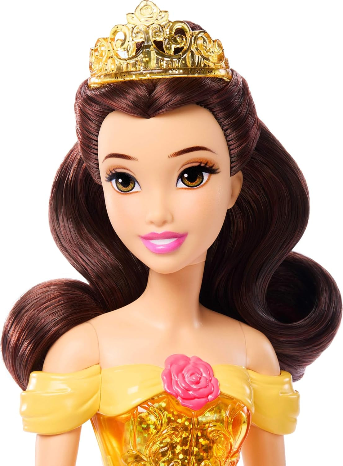Mattel Disney Princess Toy Przegubowa lalka Belle Fashion z błyszczącymi ubraniami i akcesoriami Prezent inspirowany filmami Disneya dla dzieci HLW11