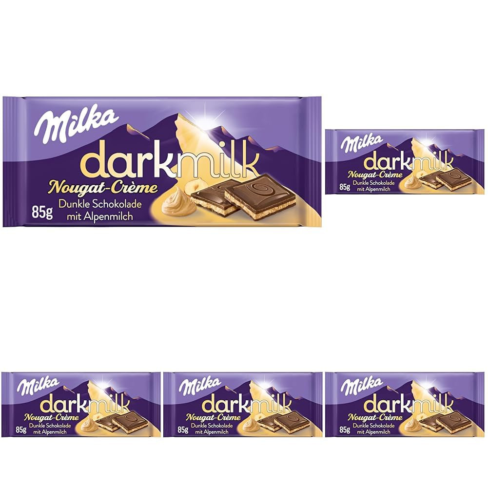 Milka Black Milk – Alpejska czarna czekolada z nadzieniem mleczno-kremowym nugatowym – 85g (opakowanie 5 szt.)