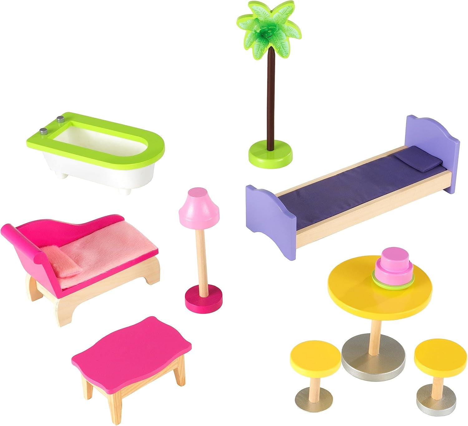 Drewniany domek dla lalek Kidkraft Kayla z meblami i akcesoriami, 3-poziomowy zestaw dla lalek 30 cm, zabawka dla 3 lat, 65092 — wyłącznie w sklepie Amazon Dollhouses Naty Shop
