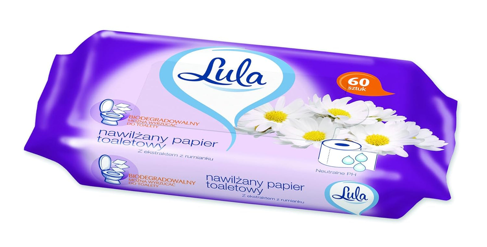 Miękki, mokry papier toaletowy z ekstraktem z rumianku Papier toaletowy 60 szt. Białego papieru toaletowego