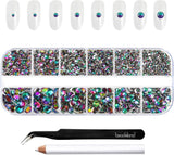 Beadsland 2500 szt. Glas Nailart Strasssteine ​​​​Kristall Flatback Edelsteine ​​​​Runde, ​​Für Handwerk Gemischt 8 Größen SS4 ~ SS30 Mit Picking Pinzette Und Stift (Kristall Weiss)
