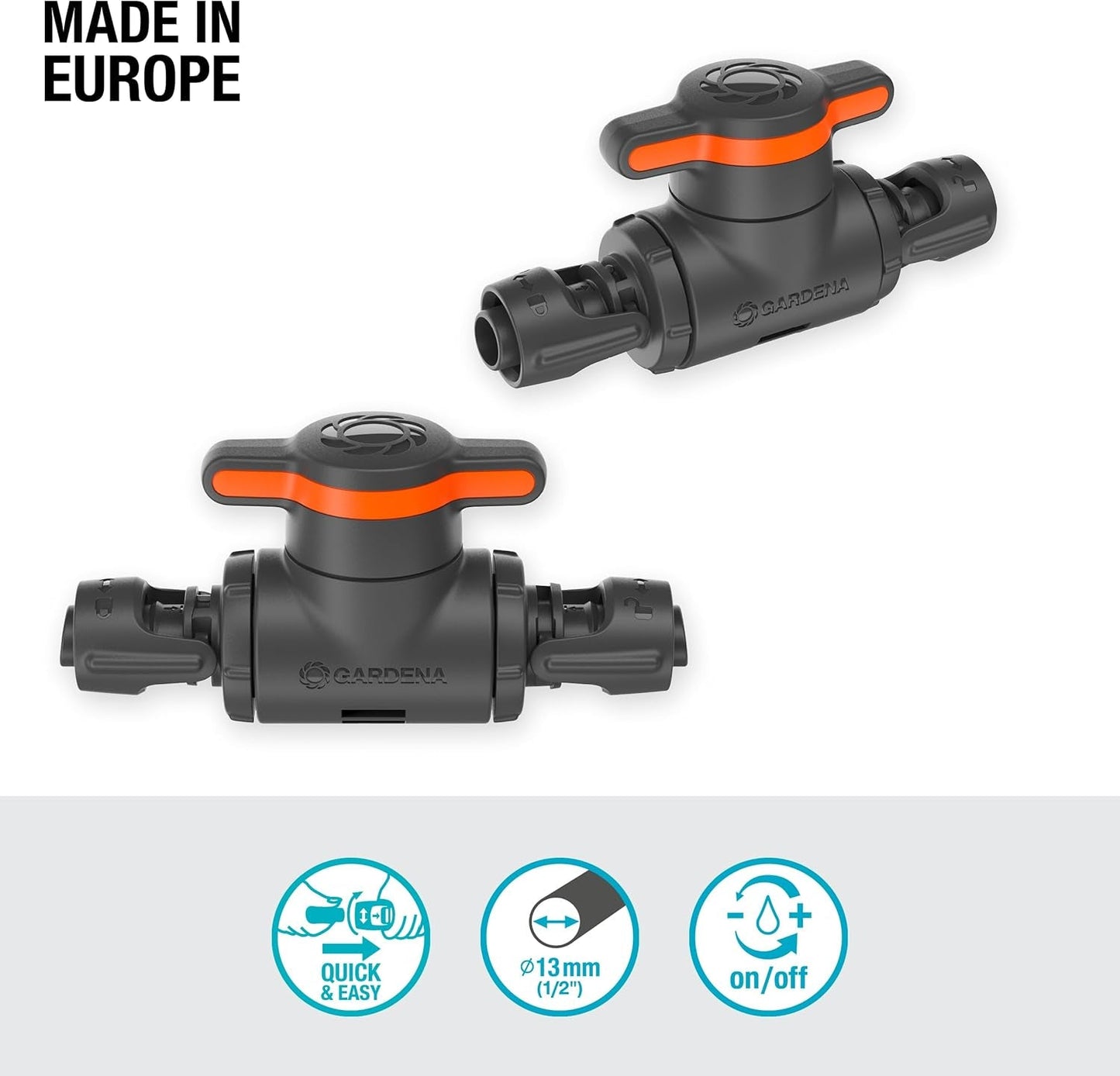 Zawór regulacyjno-odcinający Gardena Micro-Drip-System 13 mm (1/2 cala): Proste odcięcie rur i płynna regulacja przepływu wody, akcesorium do układania rur kroplowych (13207-20)