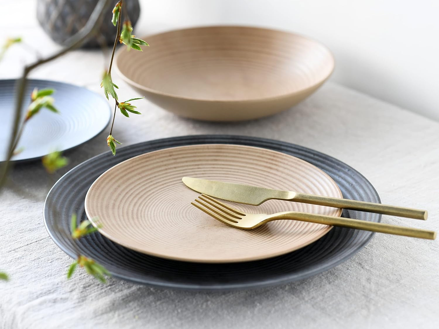 CreaTable, 13139, seria Catania, 12-częściowy zestaw naczyń obiadowych, zestaw talerzy porcelanowych, można myć w zmywarce i używać w kuchence mikrofalowej, wyprodukowano w Portugalii