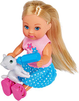Simba 105733348 - Wózek dla kota Evi Love, z dwoma kotami w wózku, odpinana torba, akcesoria, lalka do przebierania, 12 cm, dla dzieci w wieku 3+