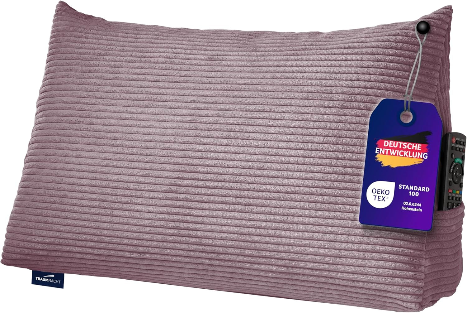 Poduszka Traumnacht Cozy Back, poduszka do czytania, 70 x 40 cm beżowa, zdejmowany i nadający się do prania poszewka wykonana w 100% z poliestru, praktyczna kieszeń boczna, certyfikat Oeko-Tex, wyprodukowana zgodnie z niemieckimi standardami jakości