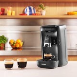 Ekspres na kapsułki PHILIPS Senseo Maestro — technologia Intense Plus, wysokiej jakości espresso, ekologiczna konstrukcja, zbiornik na wodę o pojemności 1,2 l, funkcja notatki, wskaźnik usuwania kamienia (CSA260/60)