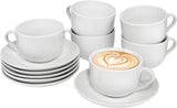 Zestaw filiżanek do kawy Sänger New Port, 12 filiżanek dla 6 osób, Białe porcelanowe filiżanki i spodki, 150 ml | KOLEKCJA PREMIUM
