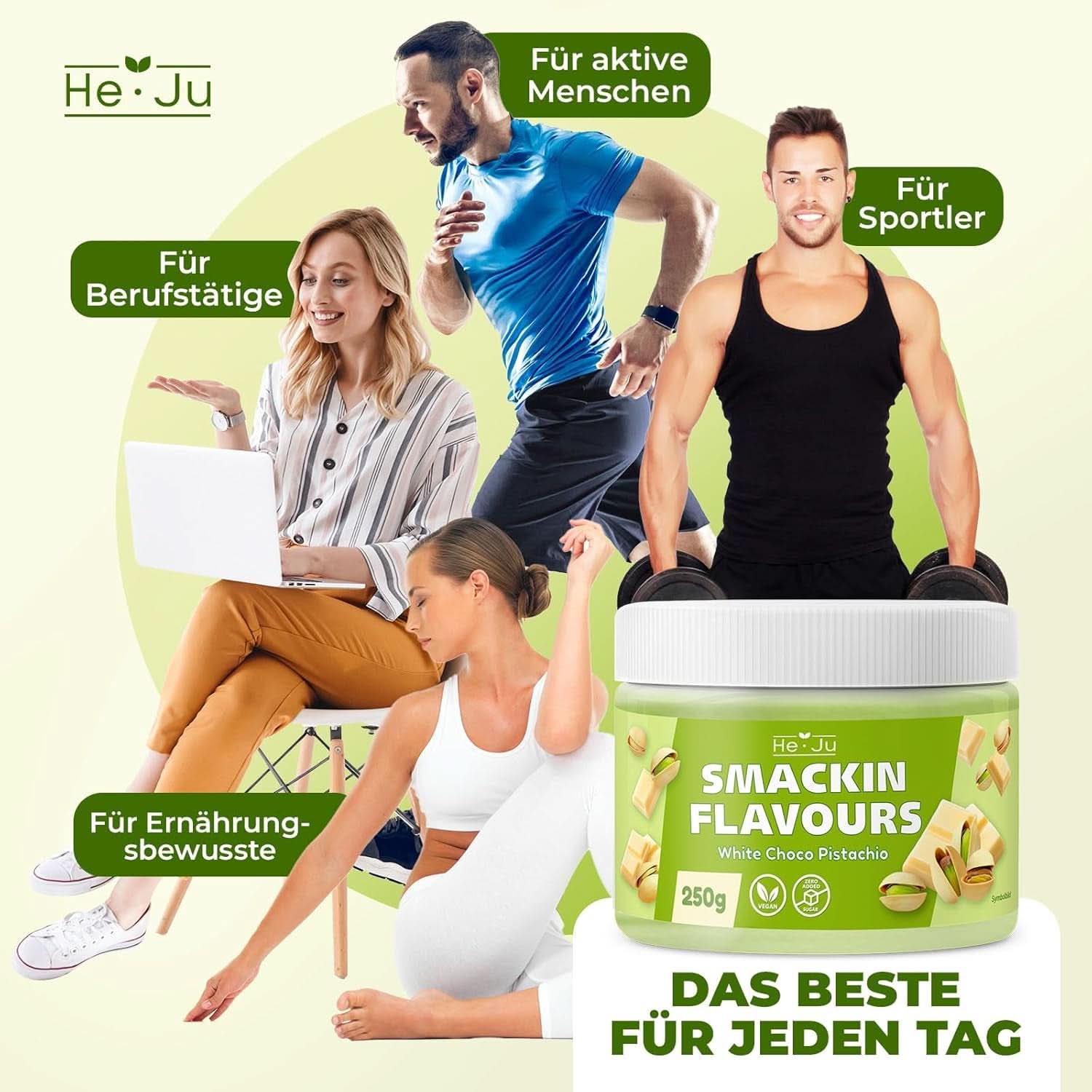 He-Ju, Proszek o smaku białej czekolady i pistacji, 250 gramów Naty Shop Flavours