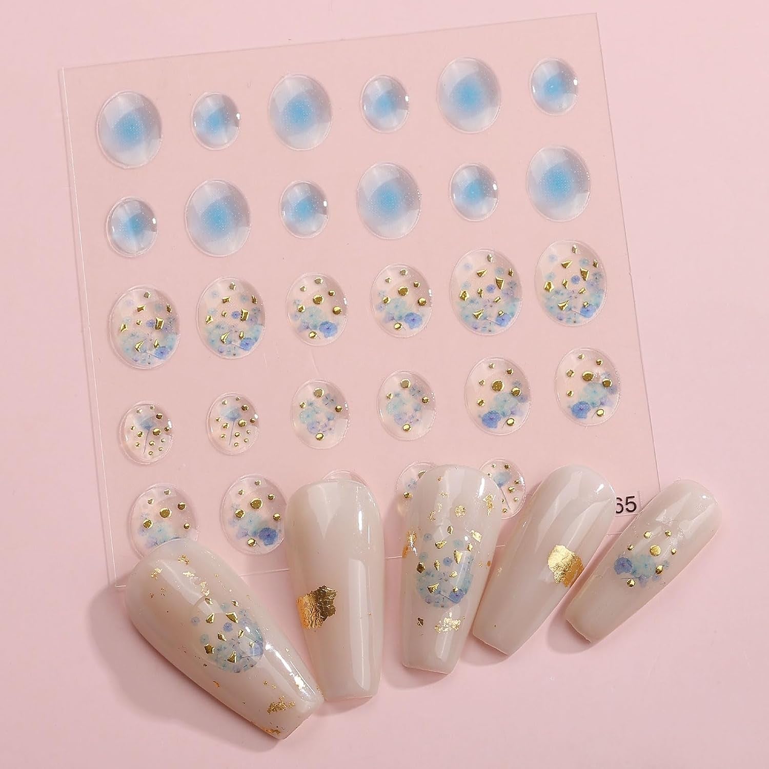 JMEOWIO 6 Blatt 3D Nagelsticker Goldene Unregelmäßige Geometrysche Nail Art Naklejka Selbstklebend Nagelaufkleber 5D Stereoskopisch Dekoration Nageldesign Zubehör