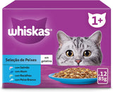Whiskas Nassfutter für ausgewachsene Katzen, Fischauswahl in Jelly (opakowanie zbiorcze, 4 x 12 x 85 g)