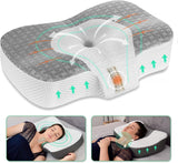 Elviros Memory Foam Poduszka ortopedyczna Poduszka przeciwbólowa szyi Poduszka do spania Ergonomiczna poduszka pod szyję Poduszka podtrzymująca szyję Poduszka przeciw chrapaniu Poduszka do podkładów bocznych Podkładki żołądkowe Białe Poduszki ortopedyczne szyjki macicy Naty Shop Szary 60 X 38,6 X 9,9 / 13,5 Cm