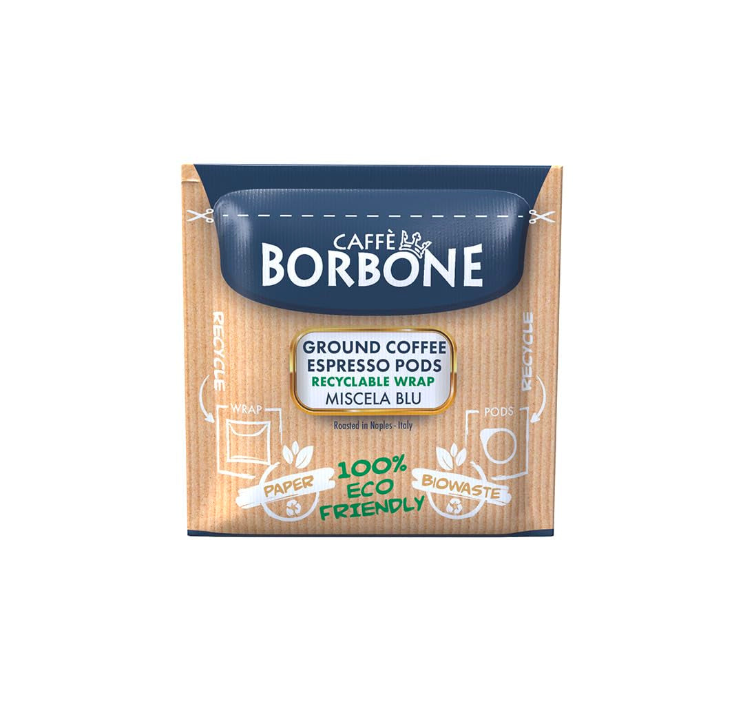 Kompostowalne podkładki Kaffeepads Caffè Borbone, niebieskie Kaffeemischung - 50 podkładek - Kompatybilne z papierowymi podkładkami ESE System 44 mm