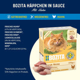Bozita Tetra Sterylizowane kawałki w sosie z dużą ilością kurczaka - 6 x 370g Mokra karma dla kotów bez ziaren i cukru - Bez GMO, z 8,5% białka i 4,5% tłuszczu - Wysoka jakość i wyjątkowo smaczna