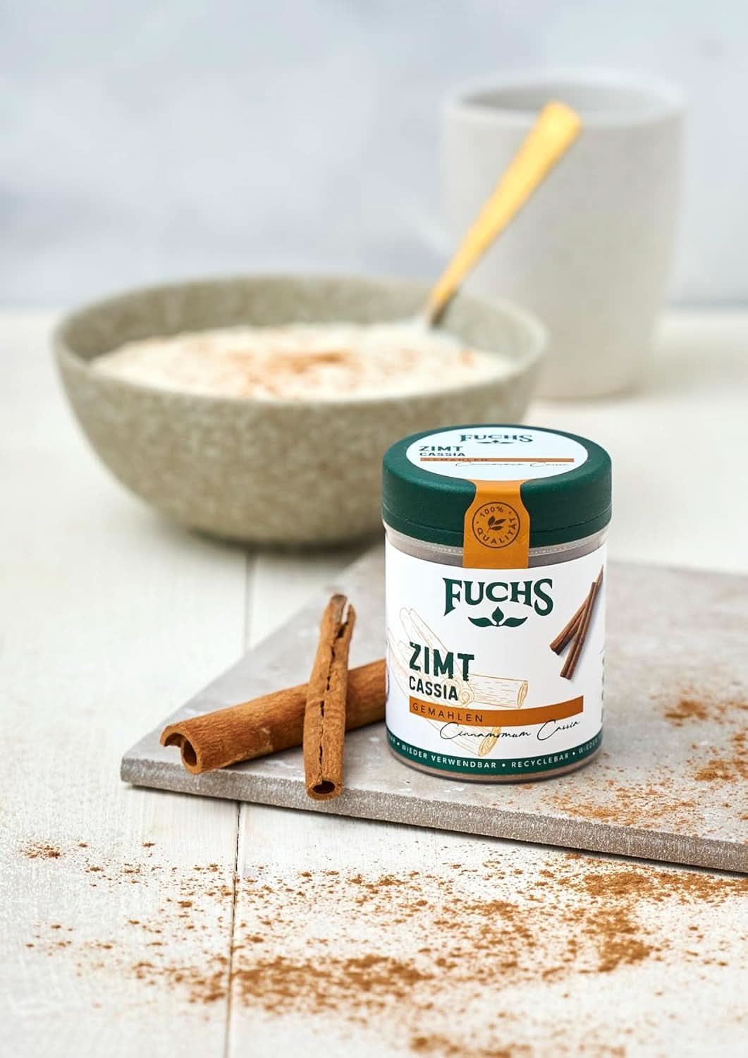 Fuchs Mielony Cynamon Cassia - Do aromatyzowania ciast, deserów lub herbat, 45 gramów Przyprawy Naty Shop