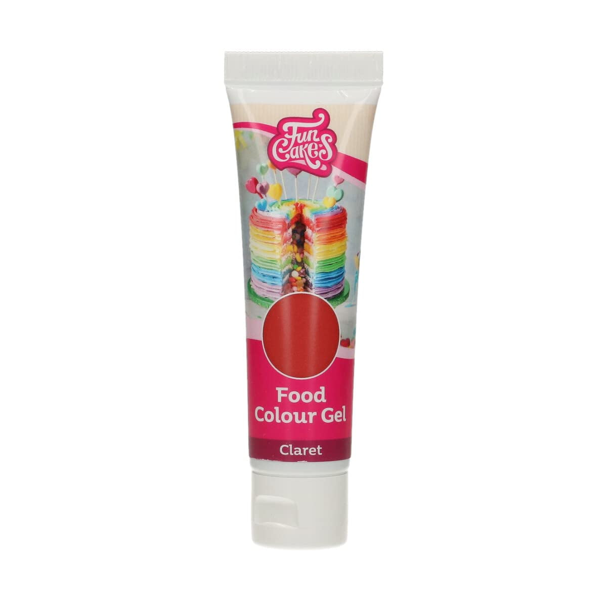 Funcakes Food Color Gel Claret: Wysoko skoncentrowany barwnik spożywczy do ciast, śmietany, fondantu i marcepanu. Łatwe dozowanie. Pojedyncza kropla pozwala uzyskać żywe kolory. Halal. 30 gr.
