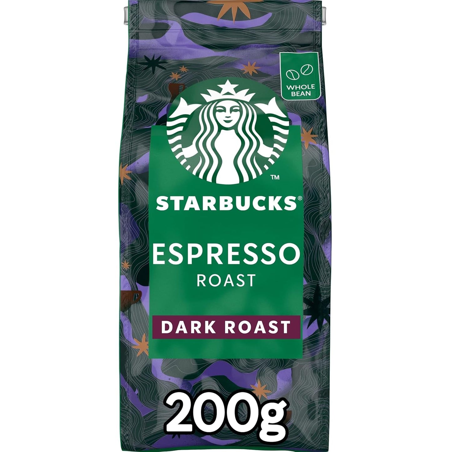 STARBUCKS kawa palona espresso, czarna palona, ​​całe ziarna kawy 200g (opakowanie 6 szt.)
