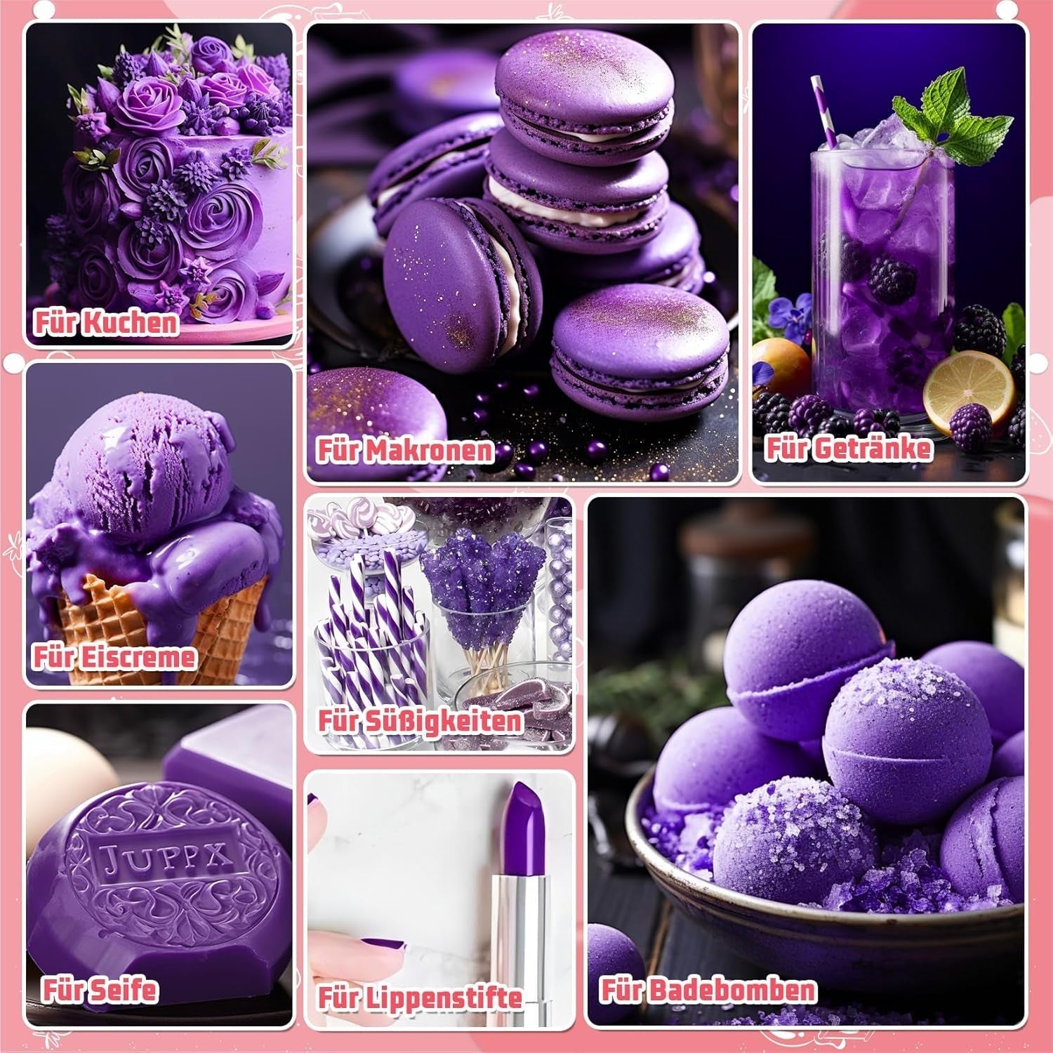 Barwnik spożywczy w żelu - HXDZFX 2×30ml, barwnik spożywczy bez cukru, silnie skoncentrowany, do dekoracji ciast, białej fondantu, makaroników, ciasteczek, wypieków, pisanek, śluzu (fiolet winogronowy)