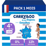 - pieluszki rozmiar 4+ (9-20 kg) - zdrowe i bardzo chłonne - szczelność do 12 godzin - brak niepożądanych substancji - wyprodukowane we Francji - przystępna cena - 126 pieluszek jednorazowych